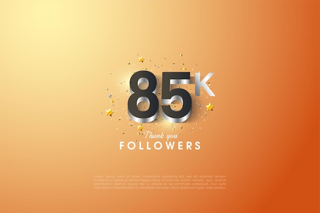 85.000 Follower mit silbernen 3D-Zahlen.