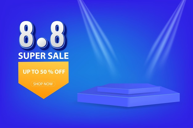 88 shopping day banner mit produktstadium vector