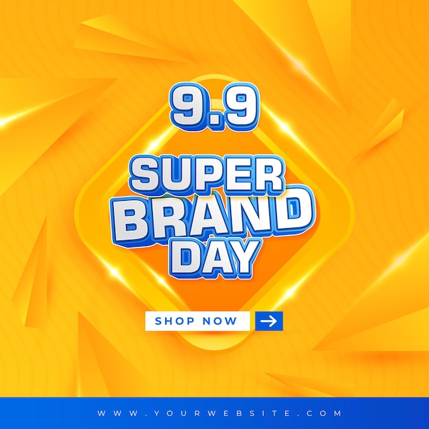 9 9 Super Brand Day abstraktes Hintergrunddesign und bearbeitbarer Text