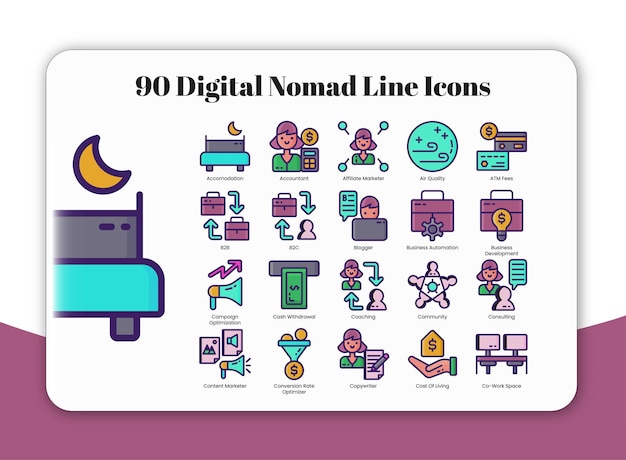 90 liniensymbole für digitale nomaden