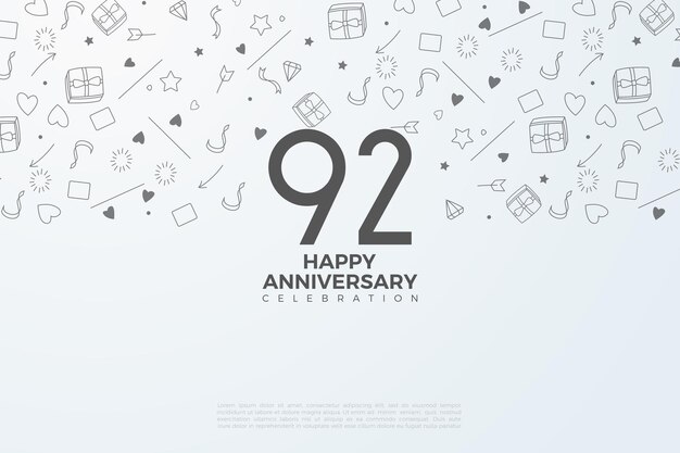 92. Jahrestag mit Miniaturansichten auf weißem Hintergrund
