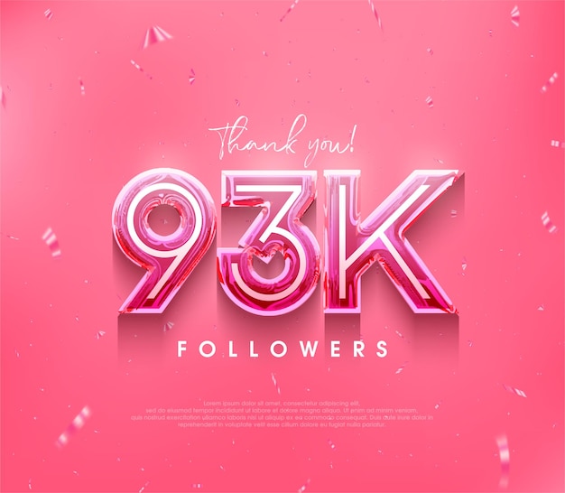 93k Follower entwerfen ein Dankeschön in einer weichen rosa Farbe