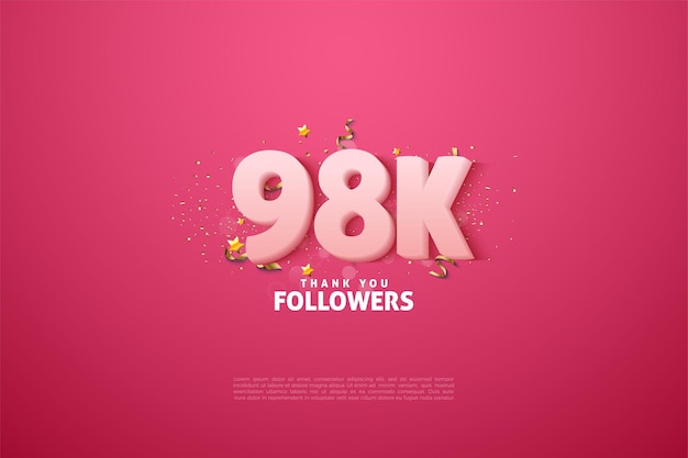 98.000 follower mit weicher weißer zahlenillustration