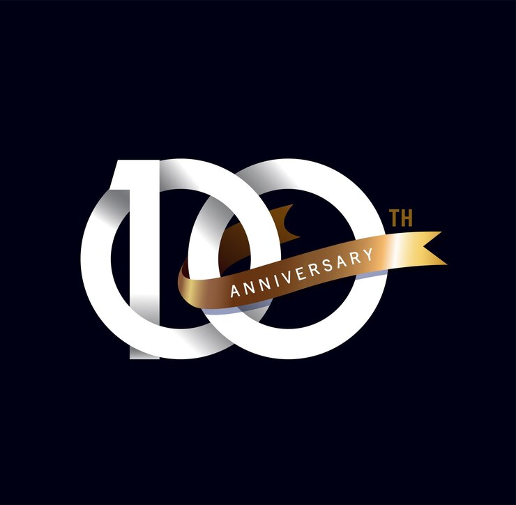 99-jähriges Jubiläums-Vektor-Zahl-Symbol-Geburtstagslogo-Etikett schwarz-weiß mit goldenem Band