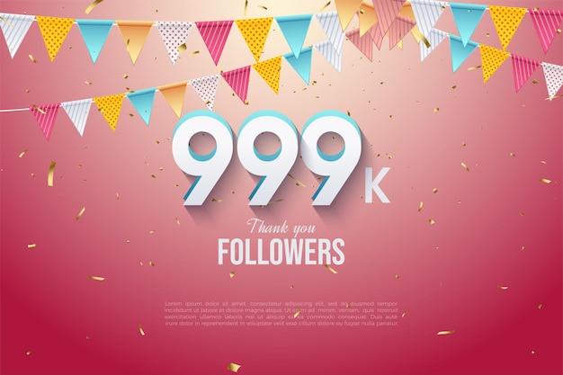 999.000 follower mit zahlen und flaggenreihen