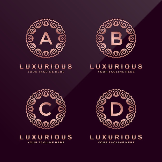 A, B, C, D Roségold-Luxus-Logo
