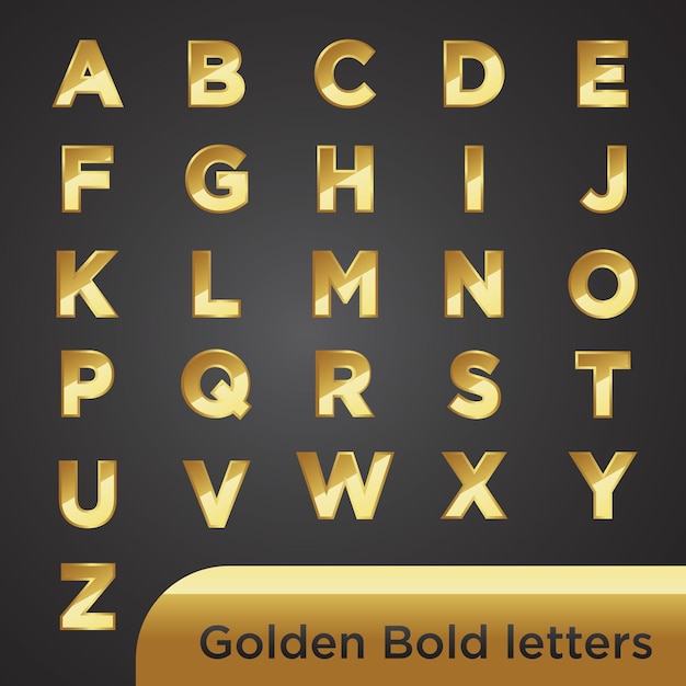 Vektor a bis z goldene buchstaben goldene schriften fett goldene balken schriftart gesicht