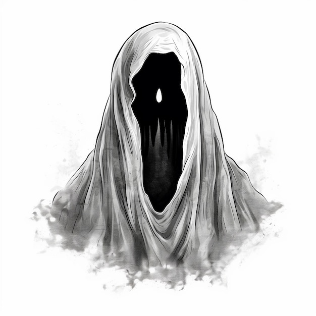 Vektor a drawing of a woman in a white veil with a black silhouette on it