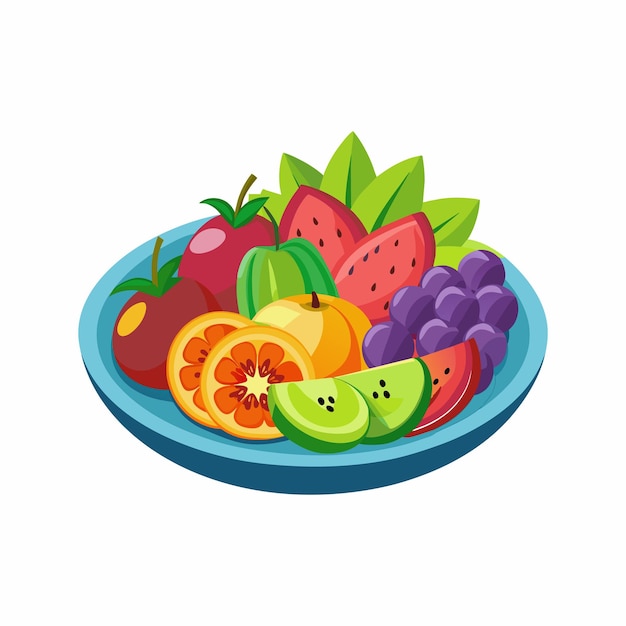 Vektor a plate of fruit with a picture of a fruit on it