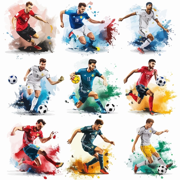 Vektor a_set_of_vector_set_of_football_soccer_spieler