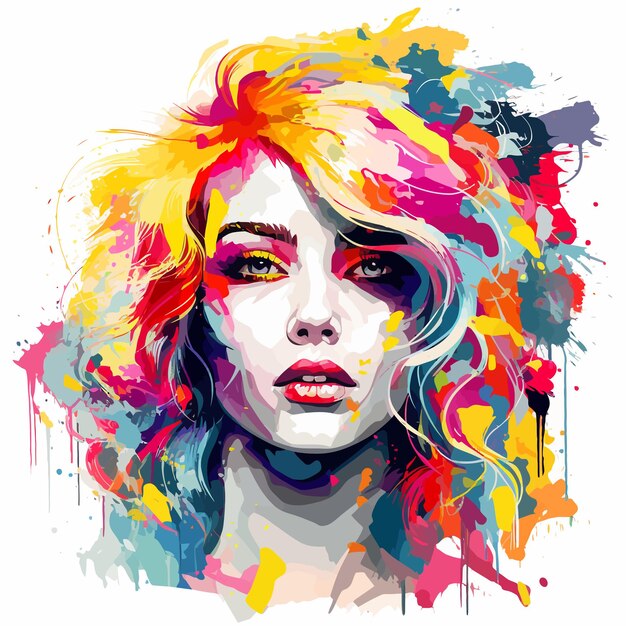 Vektor a_woman_with_bright_colors_on_her_face_vector