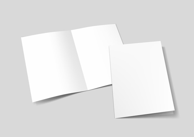 Vektor a3 oder a4 weiße leere halbgefaltete broschüre