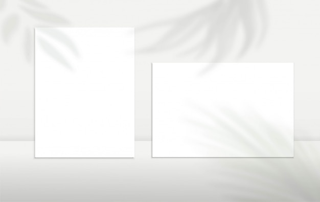 A4 Papierblätter, leere Karten oder Notizen mit Schattenüberlagerungs-Silhouette-Effekt. Minimalismus Design