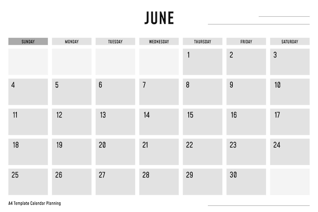 A4 vorlage kalender planung juni