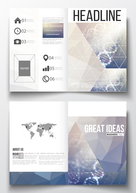 A4-vorlagen für die broschüre mit polygonalen hintergründen