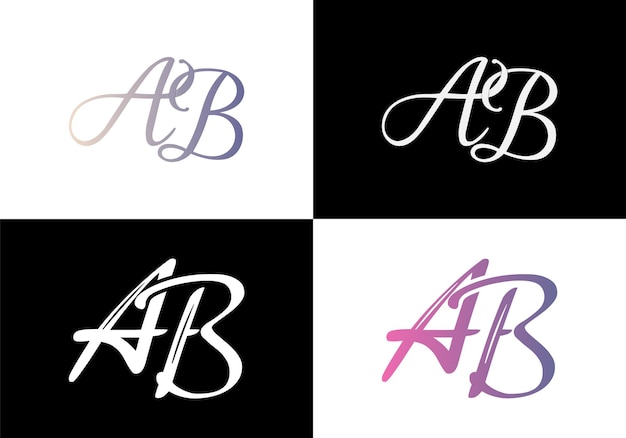 Ab-brief-logo-designpaket farbige und schwarz-weiße version premium-vektorillustration.