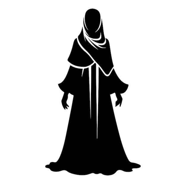 Abaya muslimische hijab-kleidung silhouetten hochwertige vektoren