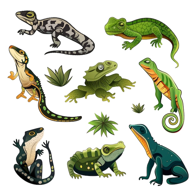 Abbildung: amphibien-zeichen-icon-set im flachen stil