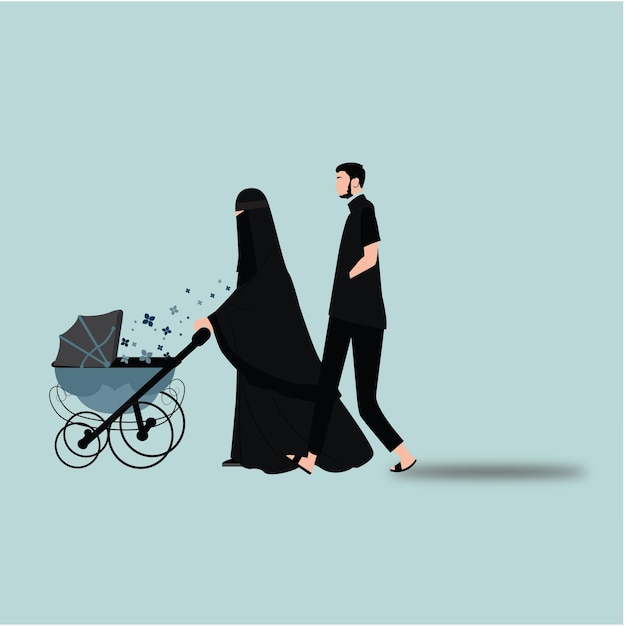 Vektor abbildung der muslimischen familie