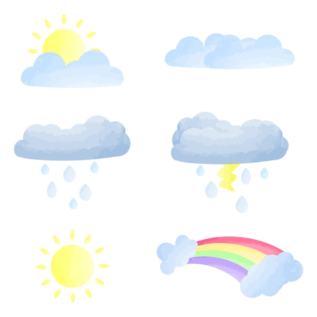 Abbildung des Aquarell-Wetter-Ikonensets