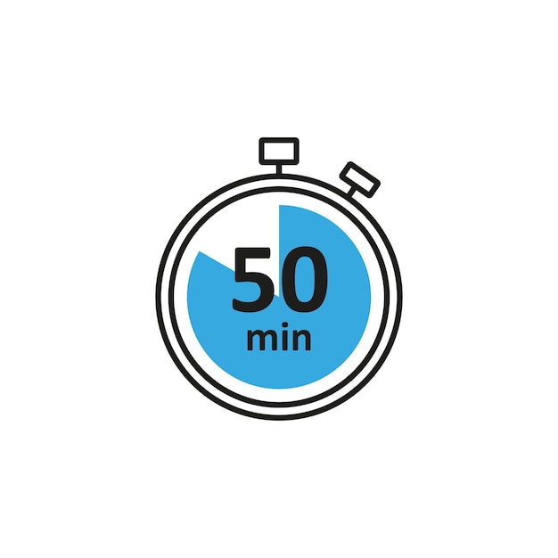 Abbildung des Uhrsymbol-Vektors Timer-Schild 50 Min. auf isoliertem Hintergrund Countdown-Schild-Konzept