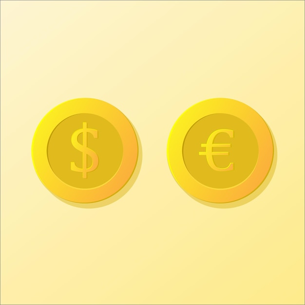 Vektor abbildung des vektors münzen symbol usd und euro