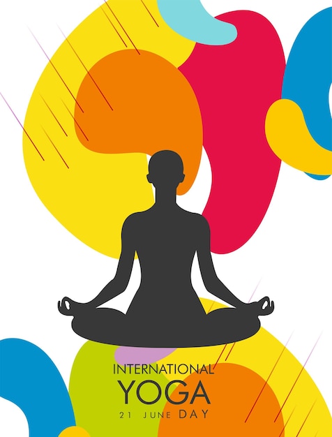 Abbildung einer frau für den vektor des internationalen yoga-tag-web-banners eps10