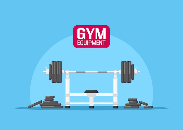Abbildung einer Langhantel mit zusätzlichen Gewichten. Fitnessgeräte.