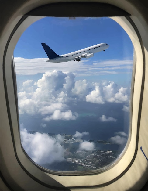 Abbildung eines Flugzeugs in den Wolken