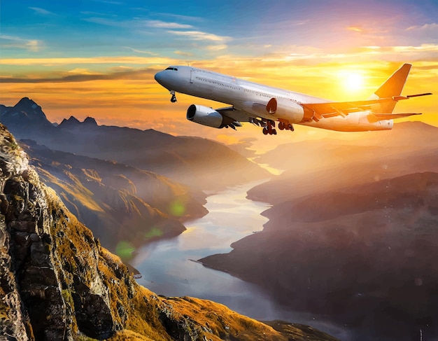Abbildung eines Flugzeugs in den Wolken