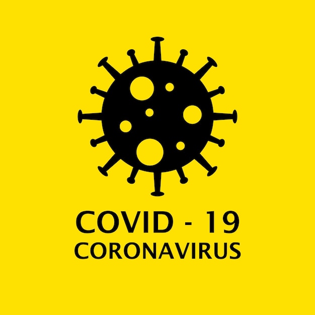 Abbildung eines gefährlichen virus-symbols logo-konzept für das warnschild des kronenvirus isoliert auf gelbem hintergrund covid 19 abbildung eines gefährlichen virus-symbols pandemie-vektor