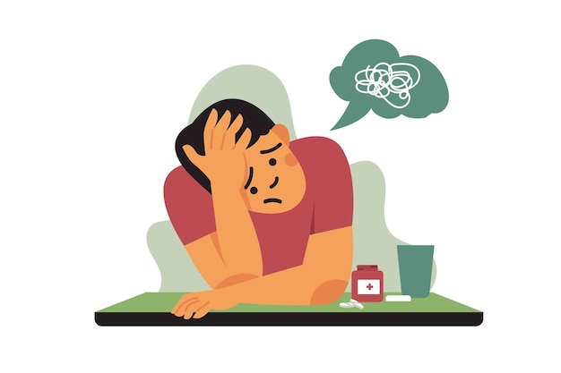 Abbildung eines Mannes, der Medikamente gegen Depressionen nimmt