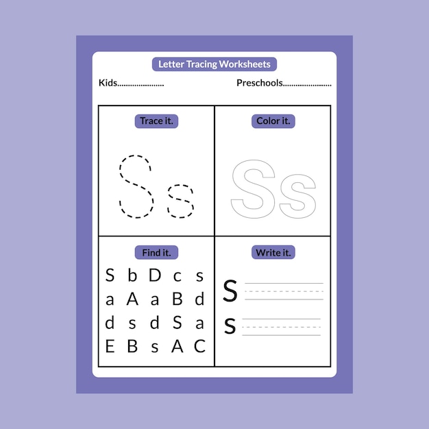 Abc großbuchstaben-tracking-arbeitsblätter für vorschulkinder und kinder