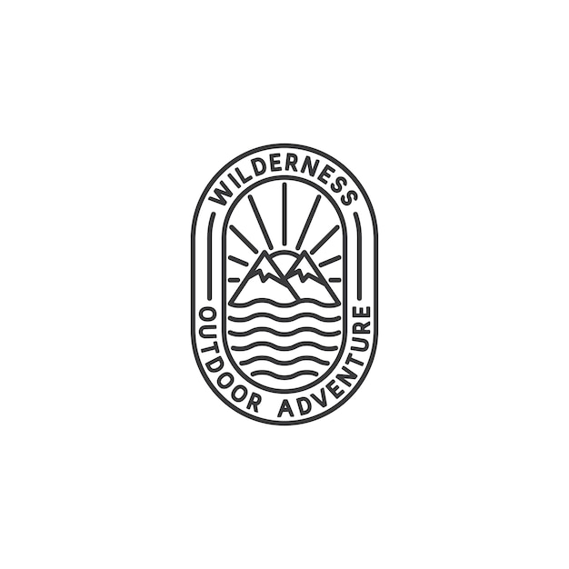 Vektor abenteuer-abzeichen-logo im monoline-stil