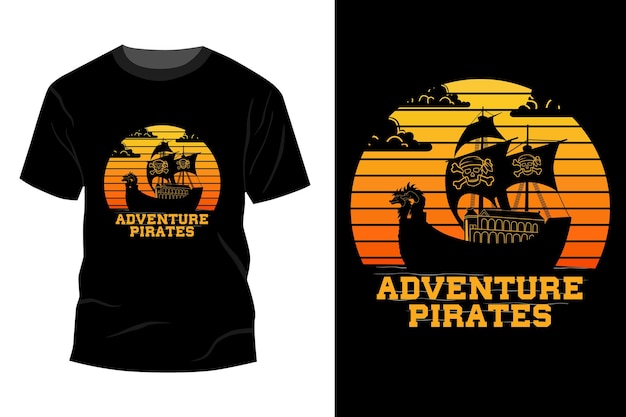 Abenteuer piraten t-shirt mockup design vintage retro