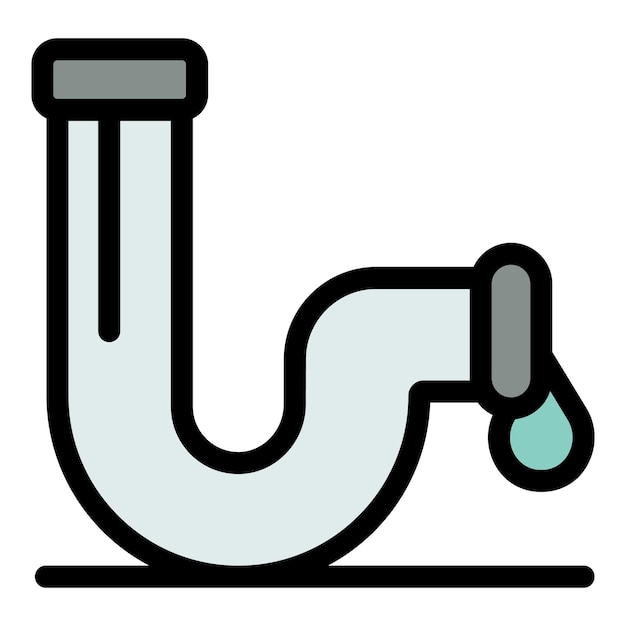 Abgebrochenes Wasserrohr-Symbol Umriss abgebrochener Wasserrohrvektor-Symbole Farbe flach isoliert