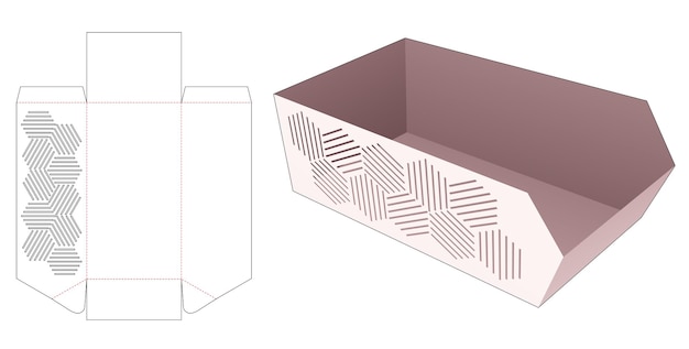 Abgeschrägtes Kartontablett mit geometrischer Stanzschablone