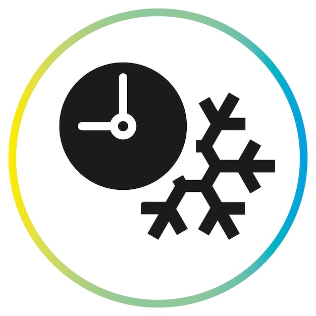 Abkühlzeit-symbol schnell einfrierende schneeflocke mit uhr