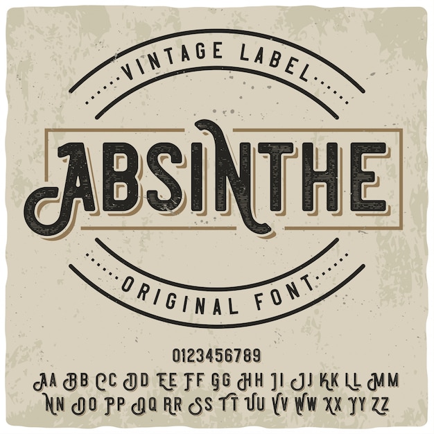 Absinth Label Schrift