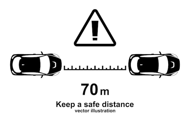 Abstand autos schwarzes symbol halten sie einen sicherheitsabstand sicherheit auf der autobahn