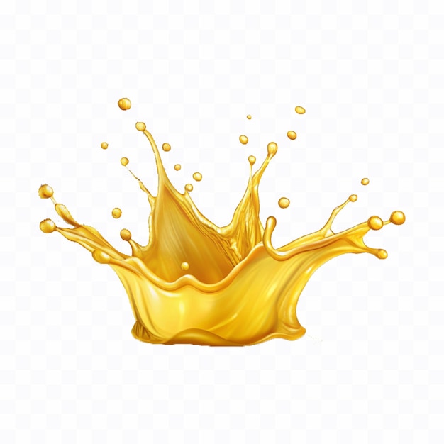 Abstract 3d gelbe Flüssigkeit oder Öl spritzen in Krone-Stil isoliert auf weißem Hintergrund