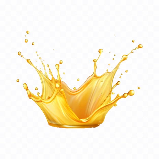 Abstract 3d gelbe Flüssigkeit oder Öl spritzen in Krone-Stil isoliert auf weißem Hintergrund