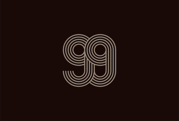 Vektor abstract 99 number logo gold 99 number monogram line style verwendbar für jubiläums- und geschäftslogos