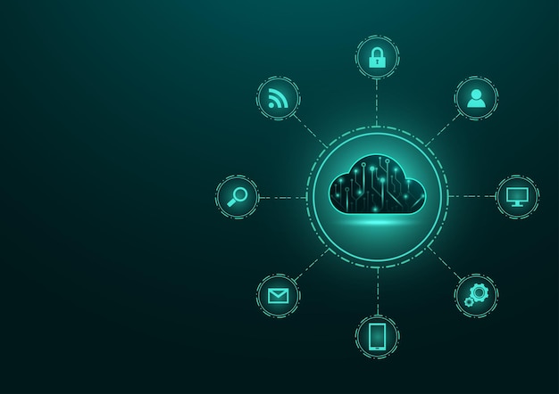 Abstract Cloud-Computing und Online-Storage-Technologie Hintergrund Ein Netzwerk eines Geschäftscomputers