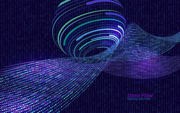Abstract Data Flow Background Futuristic Digital Stream of Information and Binary Connections Representing Big Data Neural Networks and Artificial Intelligence Technology Concept Design