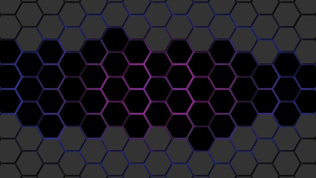 Abstract Hexagon-Gitter mit lila und blauen Akzenten