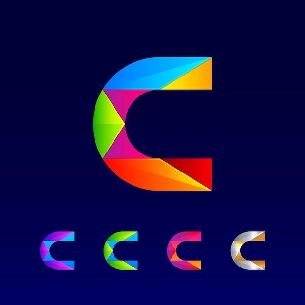 Abstract letter c logo-design mit 3d glänzend bunt und farbverlauf für business-unternehmen