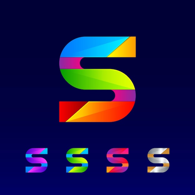 Abstract letter s logo-design mit 3d glänzend bunt und farbverlauf für business-unternehmen