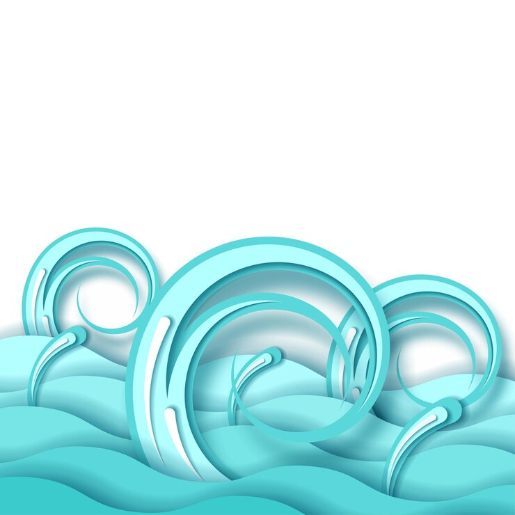 Abstract Papierschnitt Meer Ozeanwelle Wasser auf blauem Hintergrund Vektordesign