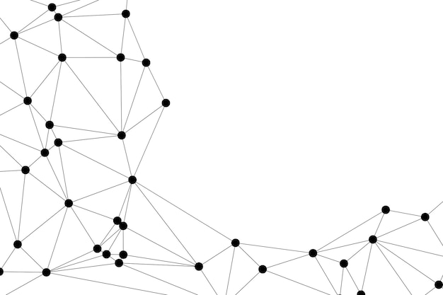 Abstract Polygonal Mesh mit schwarzen Knoten und dünnen Linien Erstellung eines minimalistischen geometrischen Netzwerksmuster